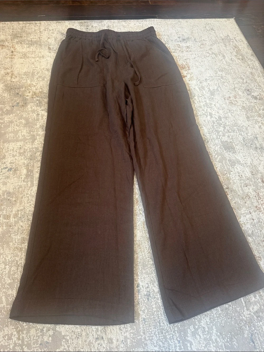 Wide-Leg Drawstring brown pants